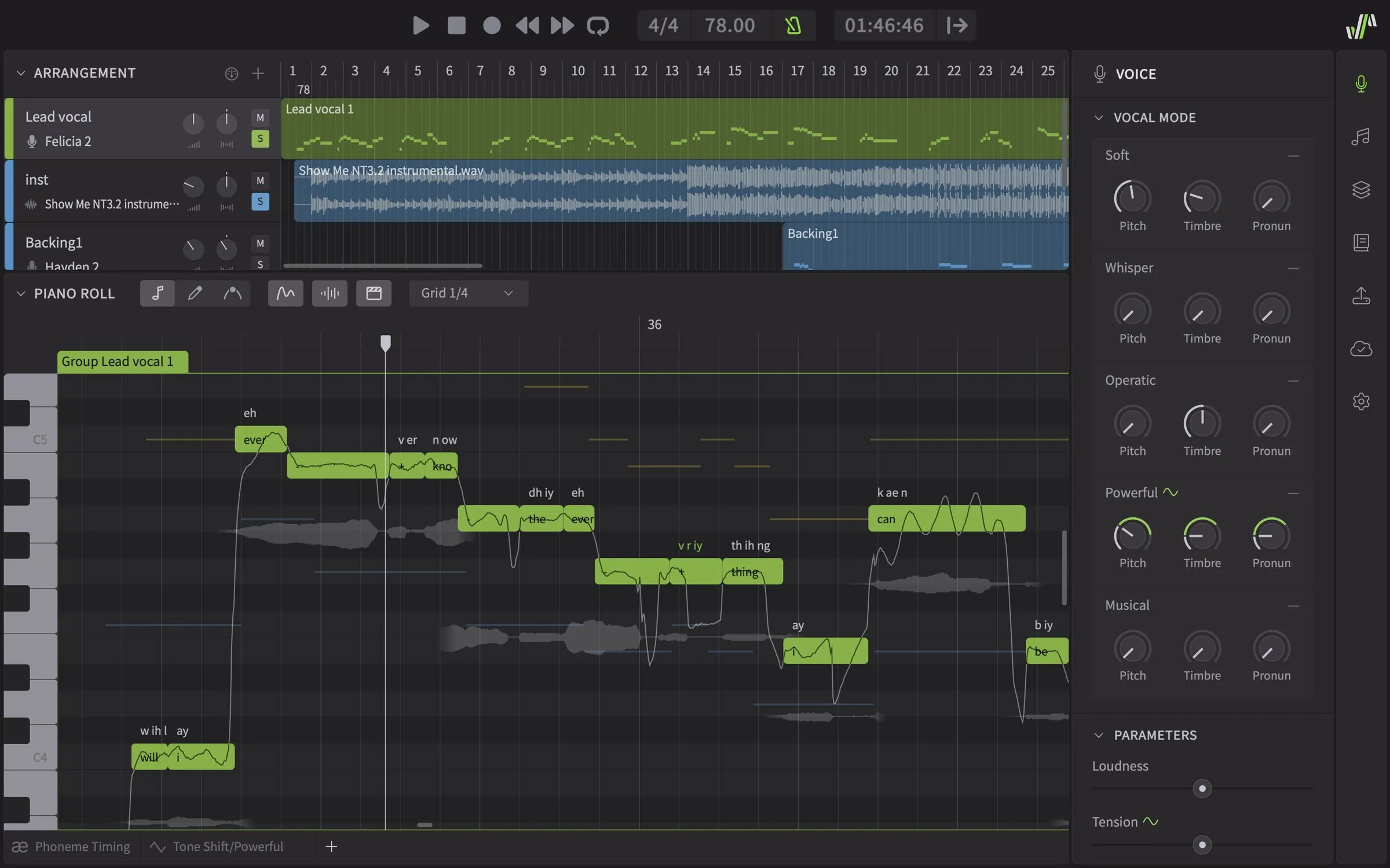 Synthesizer V Studio 2 Pro editor