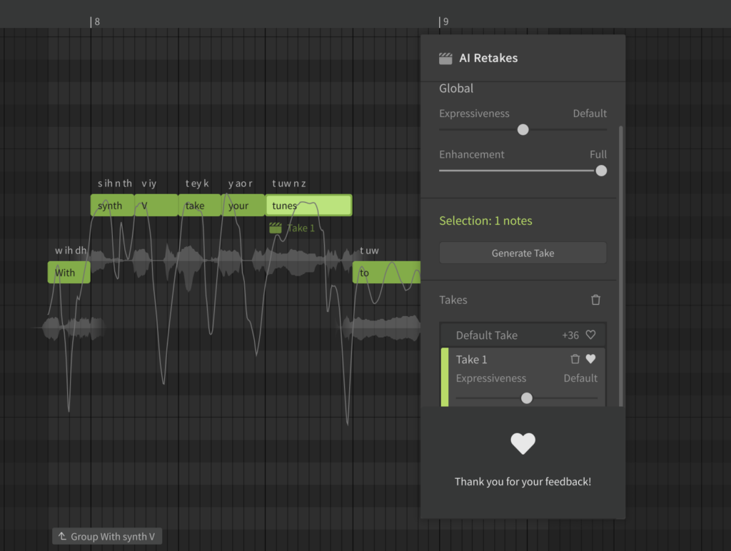 Synthesizer V Studio 1.10.0b1 Update: Enhancing Pitch Generation 